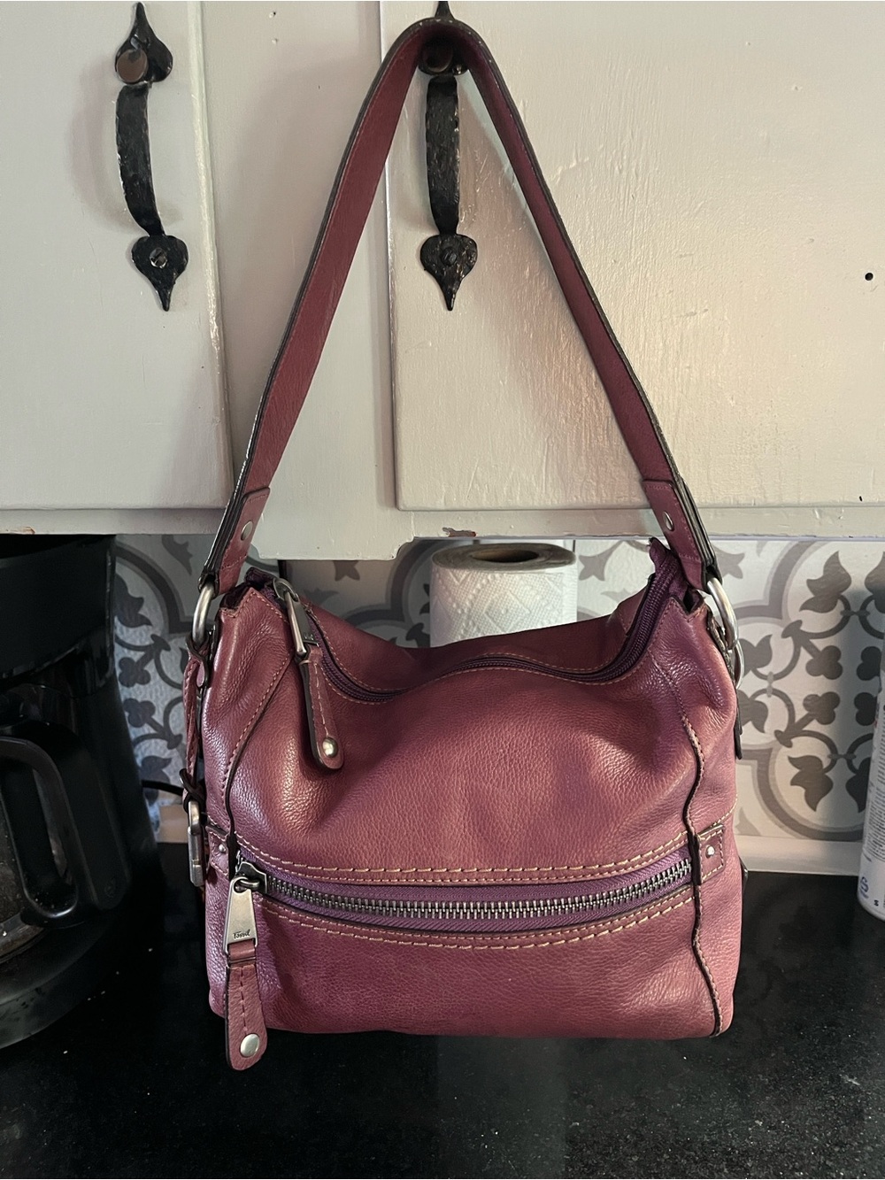 Fossil leather pebbled soft leather bag